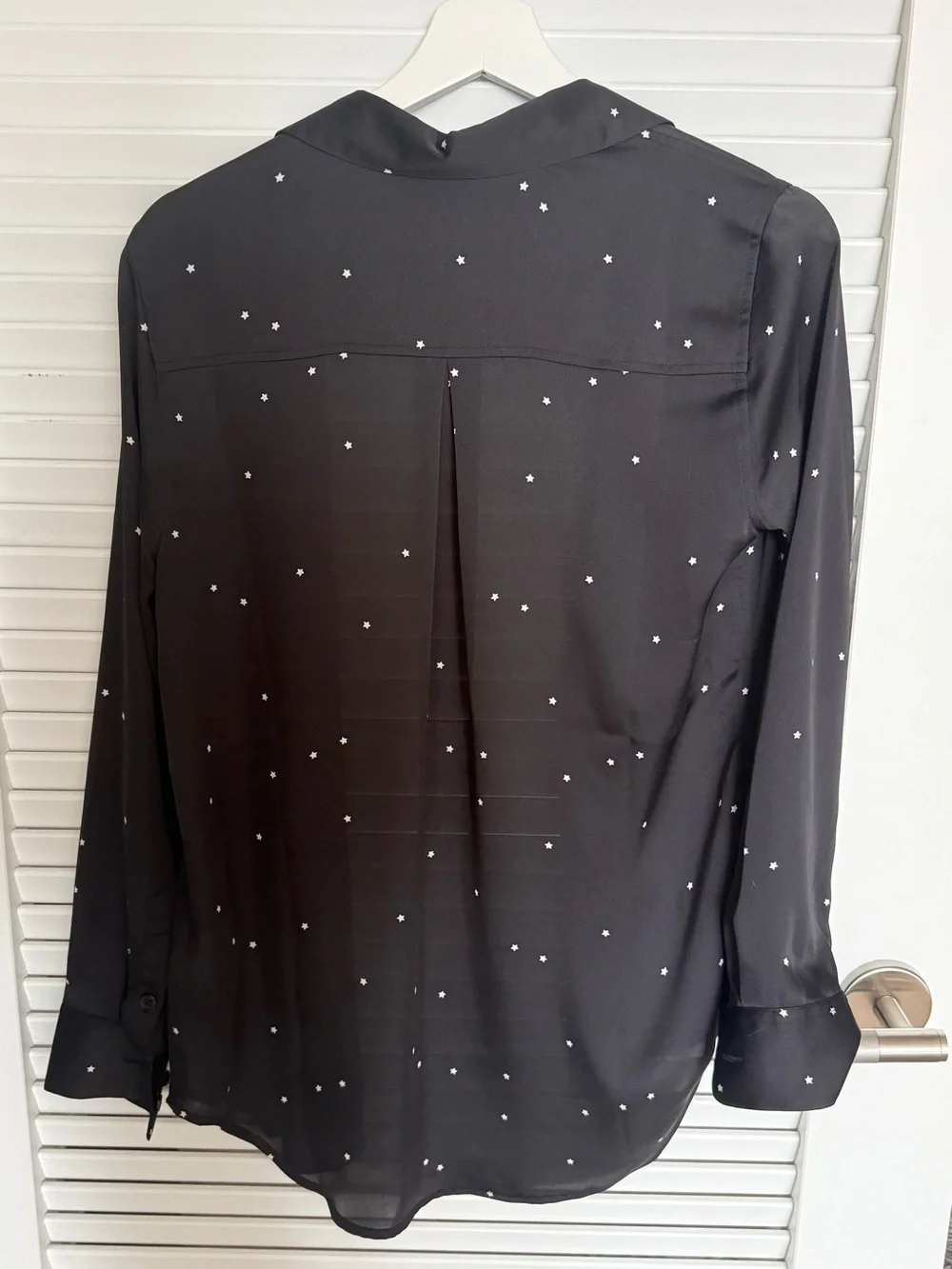 Equipment Black Satin Button-Down with White star Print